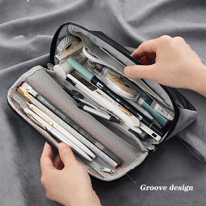 Exquisite Triangle Large Capacity Boys Pencil Case，School Pen Case Supplies Pencil Bag Pencils Pouch Stationery