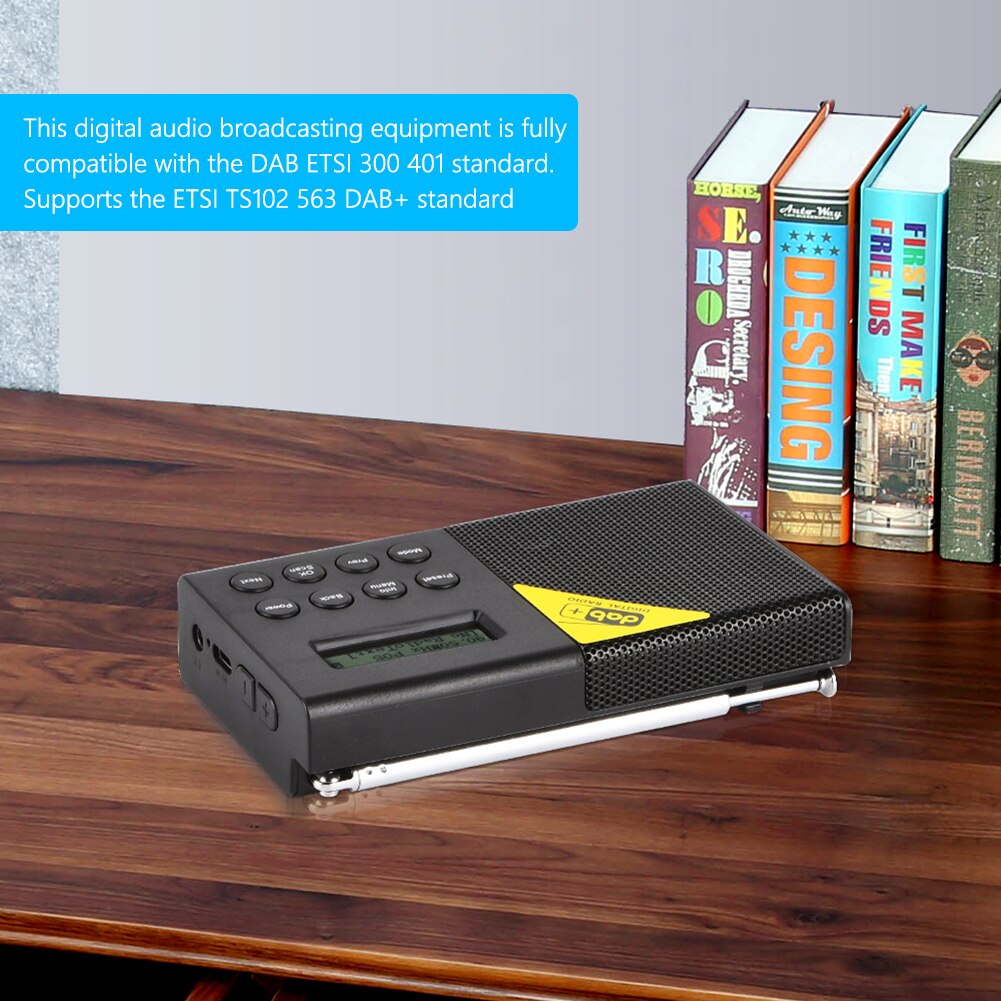 Mini-tragbares digitalradio mit 3.5mm stereo-sendern, bluetooth-fähig, 5.0 fm dab-sendern, wecker, radioplayer und teleskopantenne
