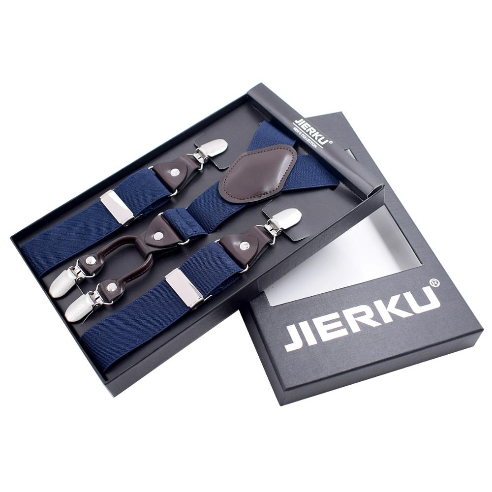 Windj heren bretels effen kleur 4 clip-on bretels elastisch 3.5cm: F03