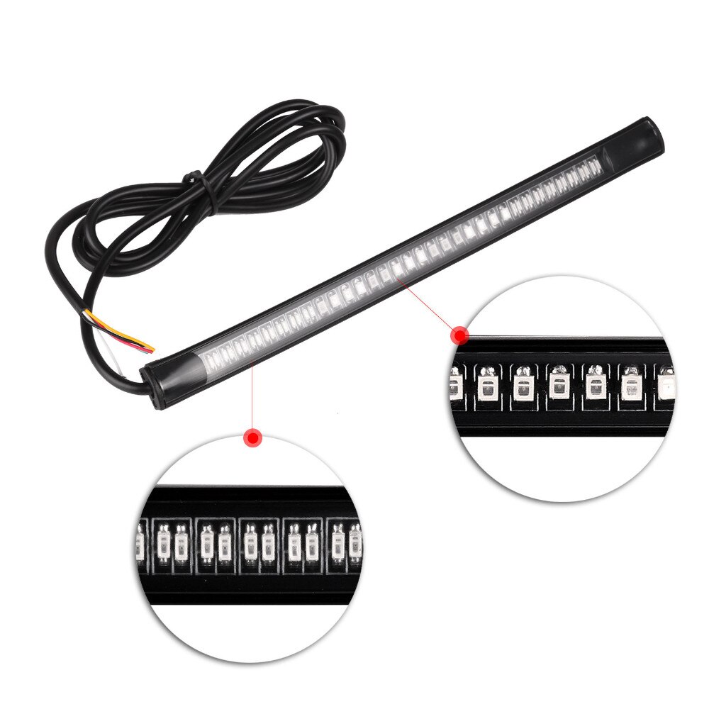 Flexible 48 LED 2835 3014 smd Dual Color Yellow Red Light motorcycle strip turn signal tail rear brake stop Waterproof Bulb lamp