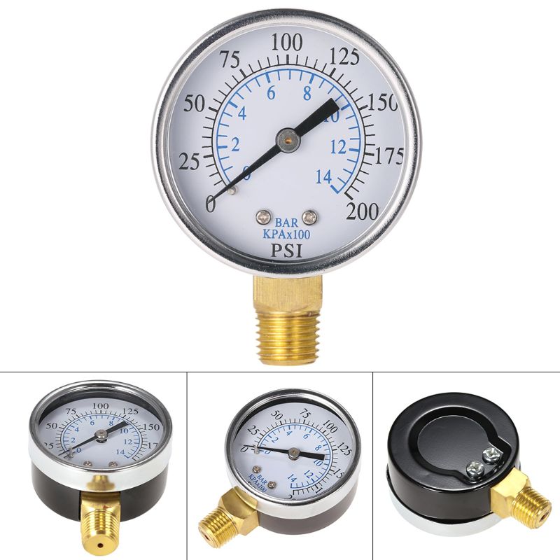 0-14 bar luftolie vandtryksmåler 1/4\ " npt 0-200 psi manometer 0-14 bar sidemontering wxtc