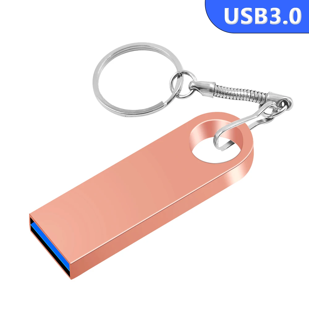 Metalen Sleutelhanger USB 3.0 Flash Drive Metalen Pen Drive 128GB 64GB 32GB 16GB 8GB Pendrive Waterdicht Geheugen Usb Stick hoge snelheid: Roze / 128 GB