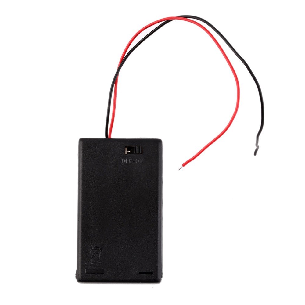 3 x AAA Battery Storage Cover Box Plastic Case Holder with ON/OFF Switch & Wire Leads for 3 pcs AAA Batteries Black