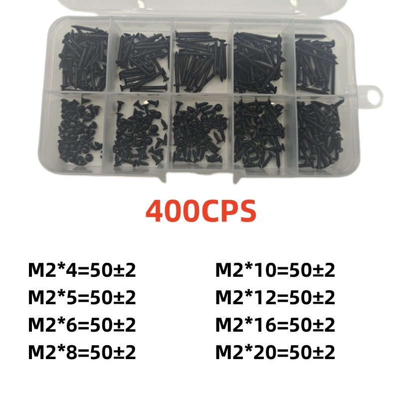 400/800 M2 zwarte kruiskopschroeven sorteerset, borgschroeven en houtschroeven: WHITE
