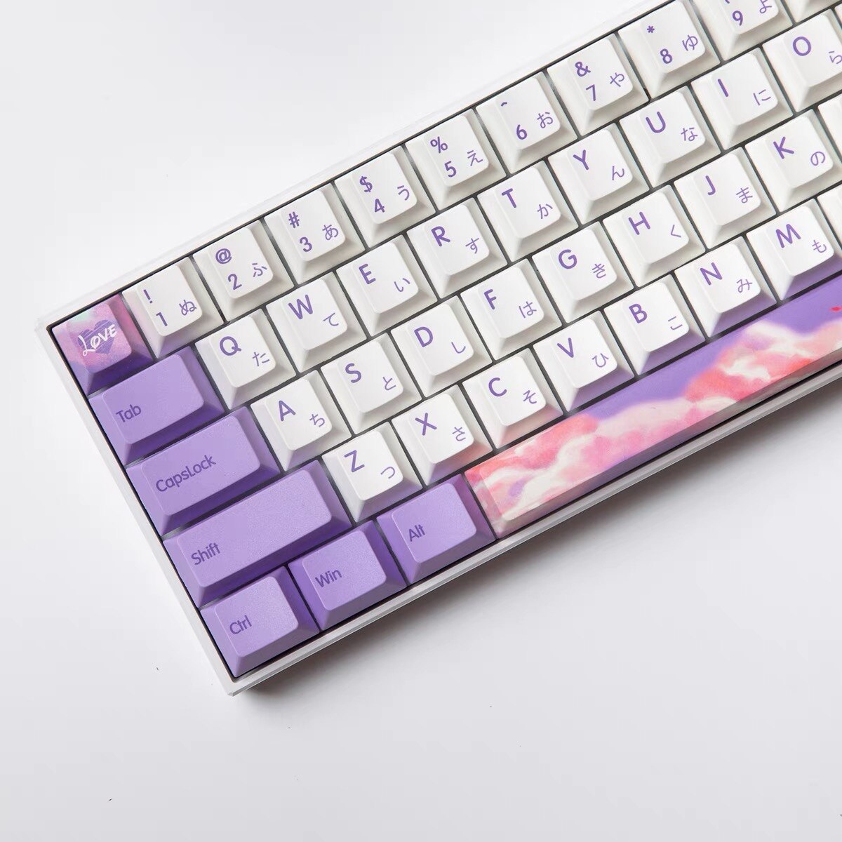 139 Keys Cherry Profile DYE-Sub Japanese PBT Keycap Purple White Theme Minimalist Style For GMMK Pro Cherry Mechanical Keyboard