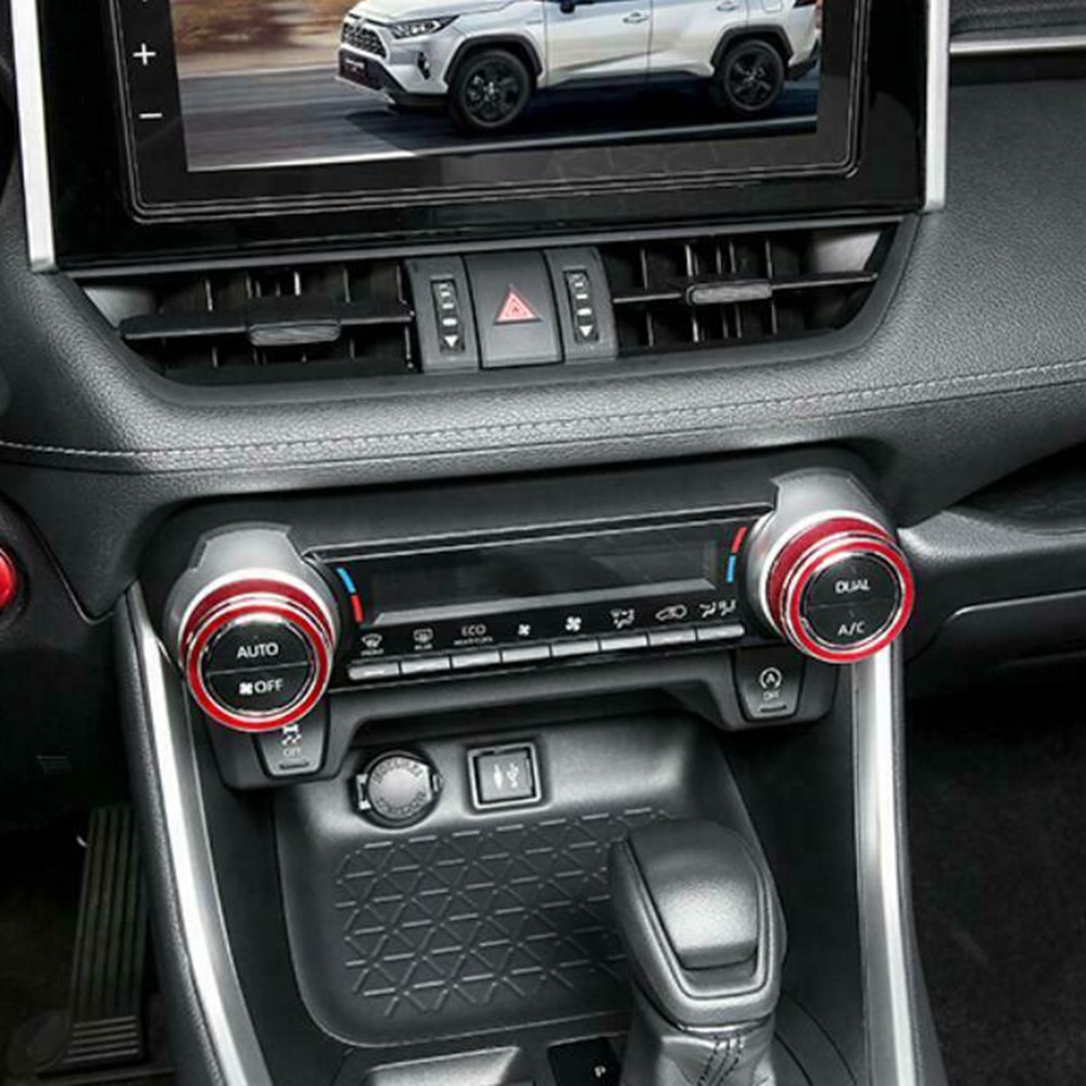2 stk rød cnc metal aluminiumslegering konsol ac switch kontrol trim rød til toyota rav 4 dekoration bil styling