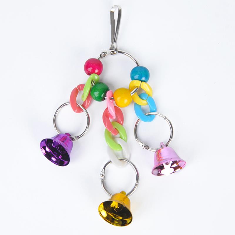 Colorful Pet Parrots Toys Bird Cage Hanging Bells Toy Interactive Parakeet Pigeon Swing Toys Bird Supplies Accessories