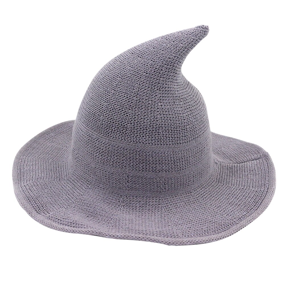 Women Modern Witch Wool Hat Foldable Costume Sharp Pointed Wool Felt Halloween Party Hats Witch Hat Warm Cap