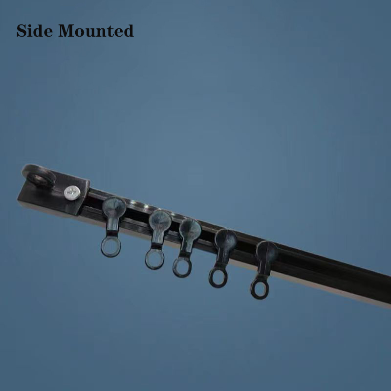 Starke selbstklebende Vorhangschiene ohne Stanzen, geräuschlose Nano-Gleitschiene, oben montiertes, seitlich montiertes Fensterdekor-Zubehör: Burgunderrot / 55-90cm