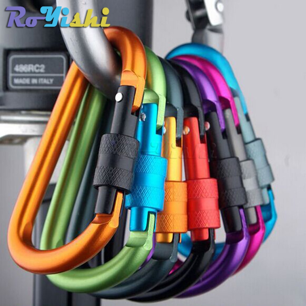1 stuk aluminium karabijnhaak d-ring sleutelhanger clip karabijnhaak karabijnhaak camping sleutelhanger 8 kleuren