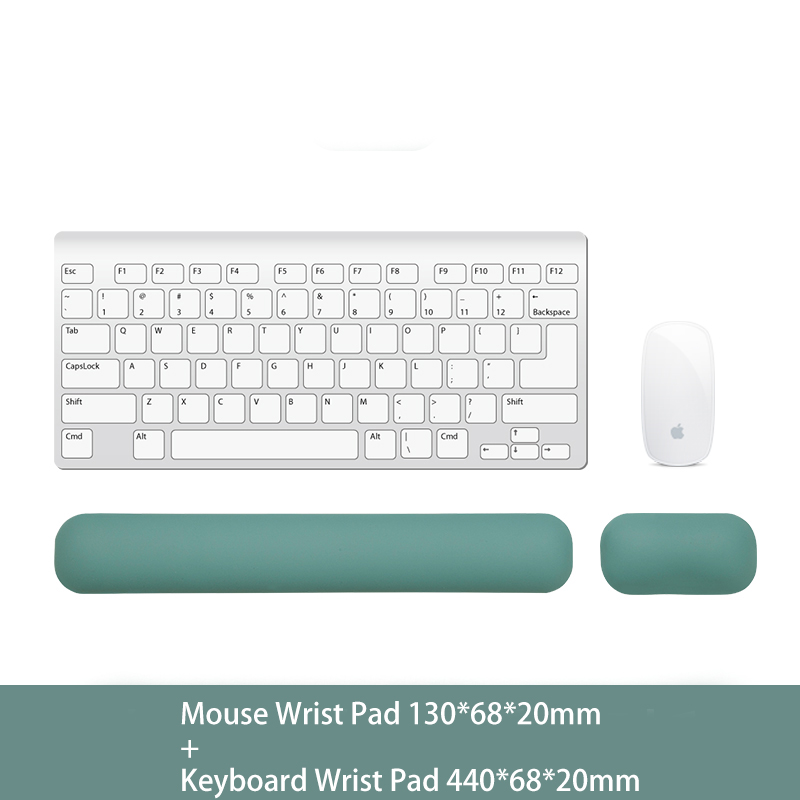 Memory Foam Toetsenbord Muis Polssteun Hand Ondersteuning Set Ergonomische Mousepad Kussen Mat Voor Office Laptop Computer Typen Gaming: Large set green
