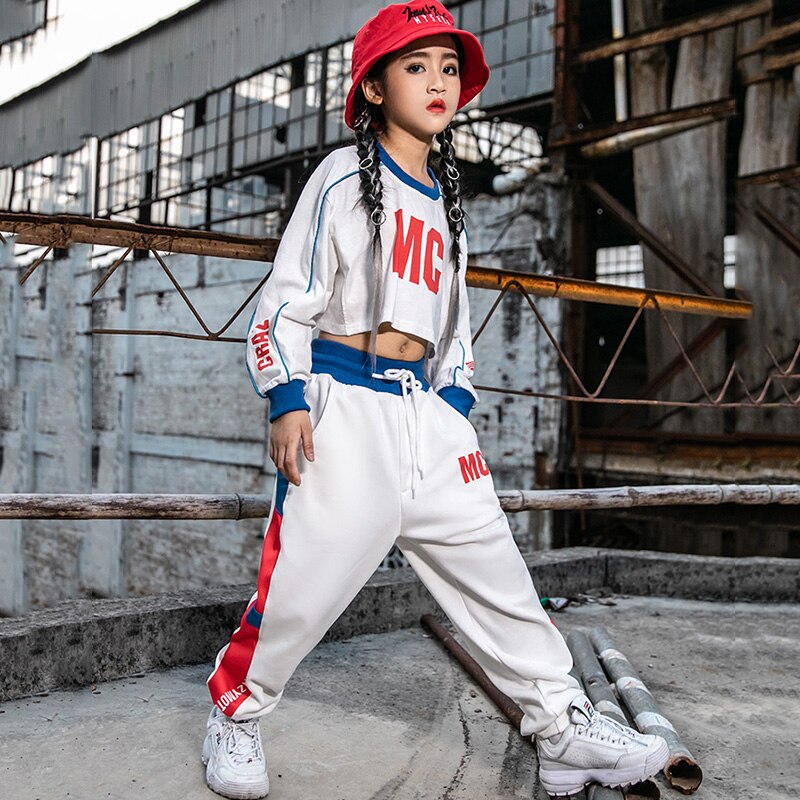 Hip Hop Costumes Girls Street Dance Clothes Kids Jazz Modern Dancing Performance Outfit Children Cheerleading Stage Wear DN4578