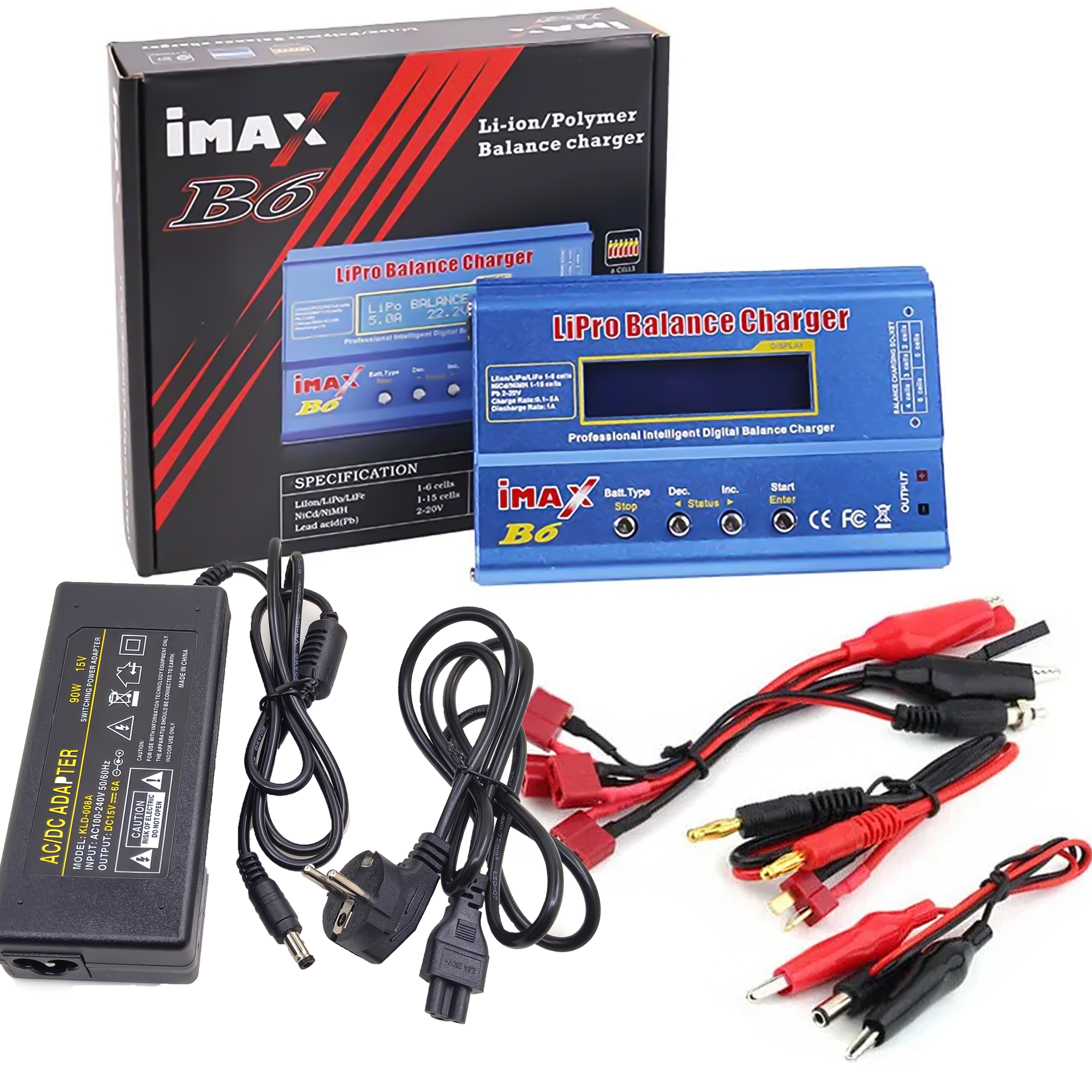 iMAX B6 b6ac 80W Battery Charger Lipo NiMh Li-Ion Ni-Cd Digital RC B6 Lipro Balance Charger Discharger + 12V 5A Adapter: Yellow