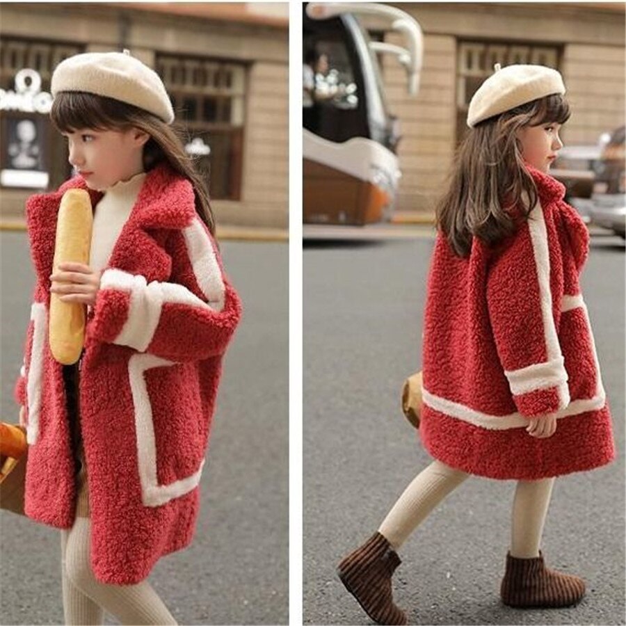 Kinderen herfst winterjas lamswol fluwelen parka's babymeisjes warme jas dikke kindermeisjes bovenkleding kleding 4-14 jaar