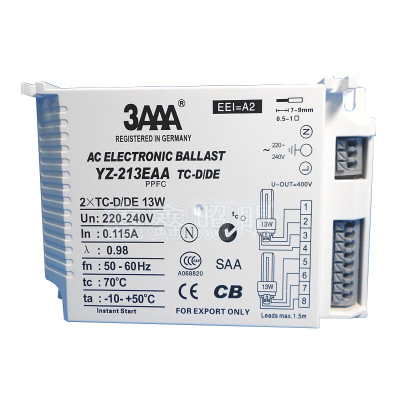 3 aaa yz -113 eaa yz -213 eaa tc-d /de 13w yz -126 eaa yz -226 eaa tc-t/tc -te 26w yz -132 eaa plc-t tc-te ac ppfc elektroniska förkopplingsdon
