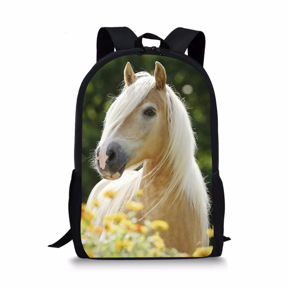 Kids Backpack Flower Horse Prints Pattern Children&#39;s School Bags Cute Toddler Book Bags Women&#39;s Travel Backpack