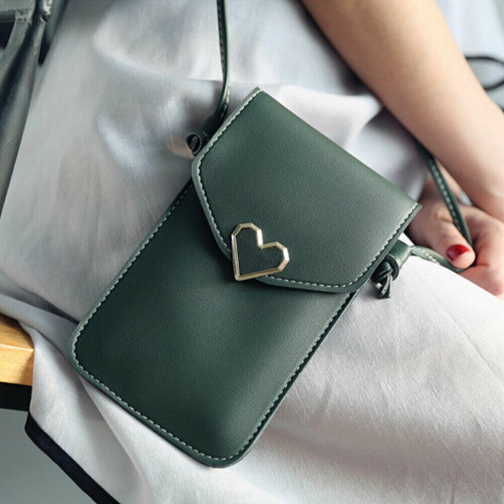 2Pcs TouchScreen CellPhone Purse Smartphone Wallet Leather Shoulder Strap Handbag Women Bag for Iphone X Samsung S10 Huawei P20