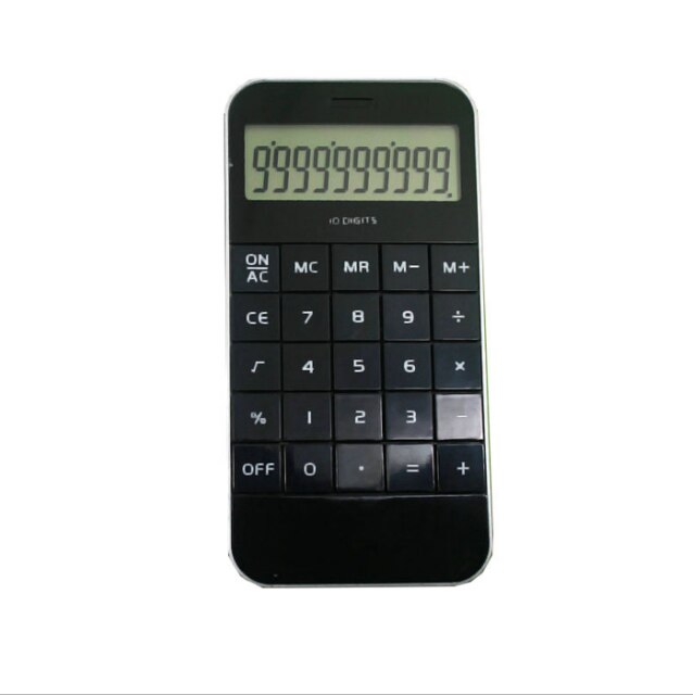 10 Digit Arithmetic Calculator Calculation Tool White Black Large Display Electronic Calculating Office Finance Supplies: black