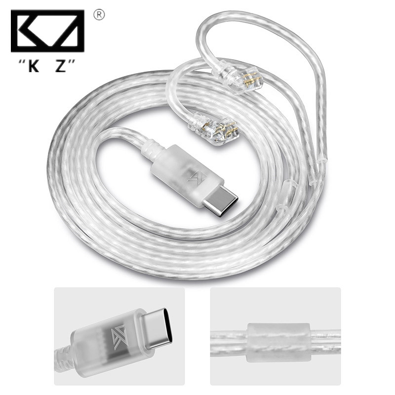 Auriculares KZ tipo C, Cable de auriculares chapado en plata de cobre sin oxígeno, Pin chapado en oro de alta pureza de 0,75 MM
