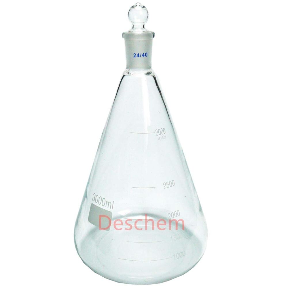 Deschem Glass Erlenmeyer Flask,Lab Conical Bottle with 24/40 Ground Joint Stopper