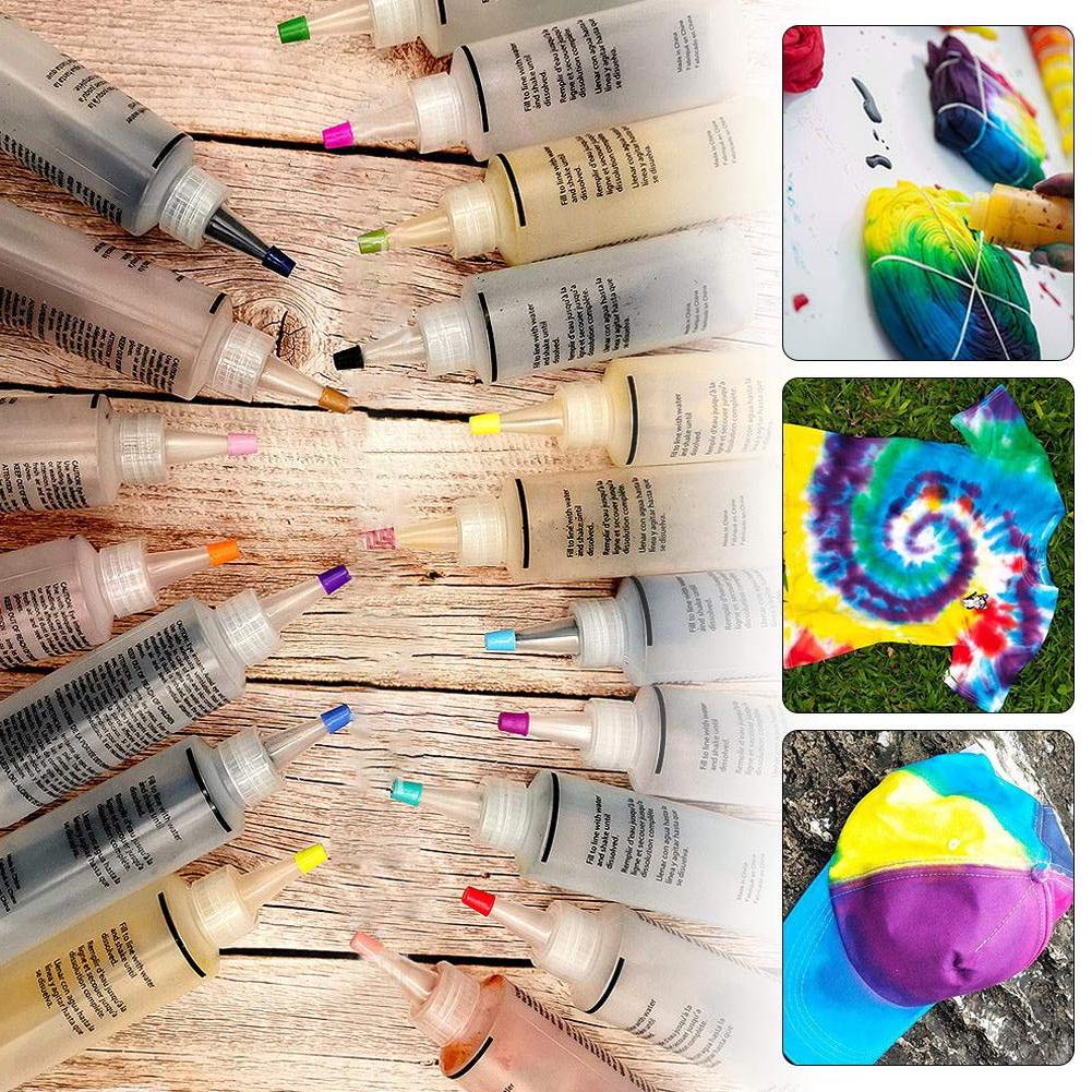 18 flasker tulipan one step tie dye kit stof tekstil permanent maling gør det selv tøj farver graffiti til solo projekter farvestoffer maling
