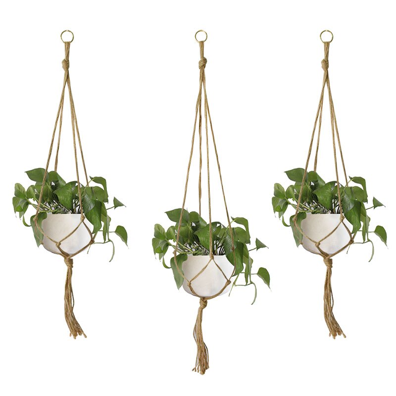 Vaso de flores macrame artesanal, cesta pendurada, corda, vaso de flores, bolsa, hortícola, porta de casa, varanda, quintal, jardim, 1 peça