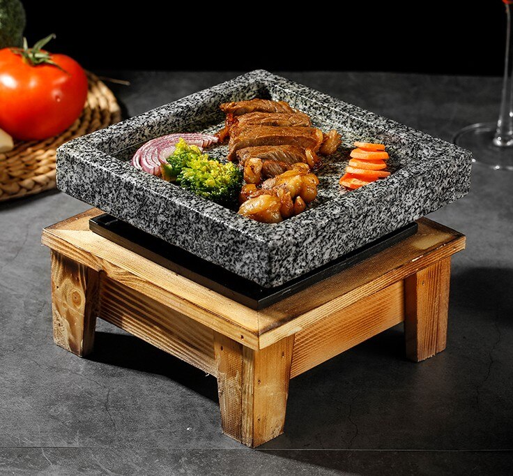 Mini ardoise barbecue granit steak cuisson isolé barbecue cuisinière table barbecue cuisine Japonaise ardoise roche casserole 049-2