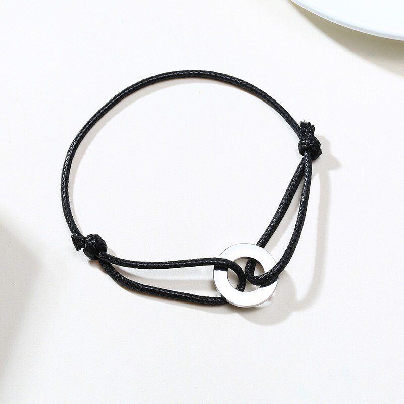 TOUCH OF MODERN CIRCLE ROPE ANKLET FOR MEN BLACK BRACELET BLACK CORD HOOP URBAN ANKLET