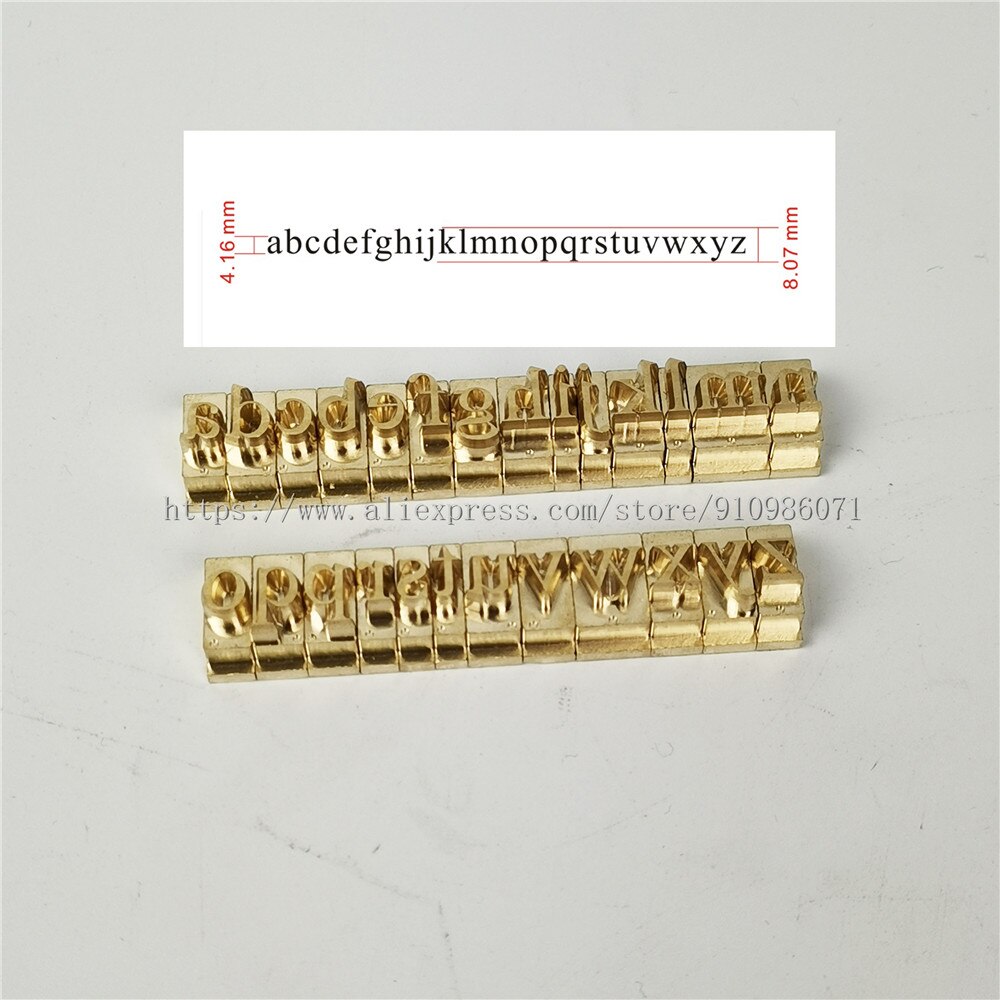 Time Roman font style brass foil stamping letters ,based on "A" height 6mm