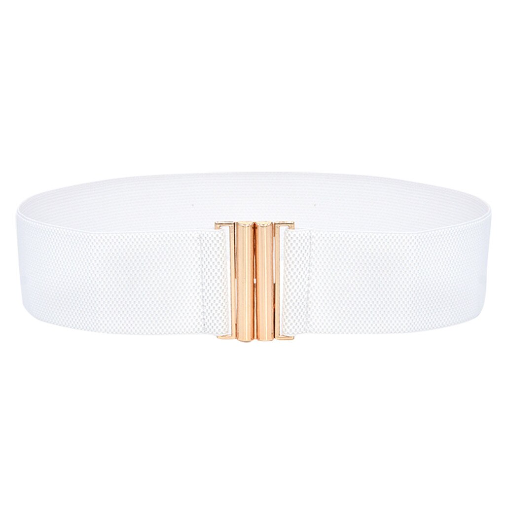 Wide Elastic Belt Lady Wide Belts Women Wide Elastic Belt Buckle Waist Dress Stretch Adornment For Women Waistband #Y7: White 
