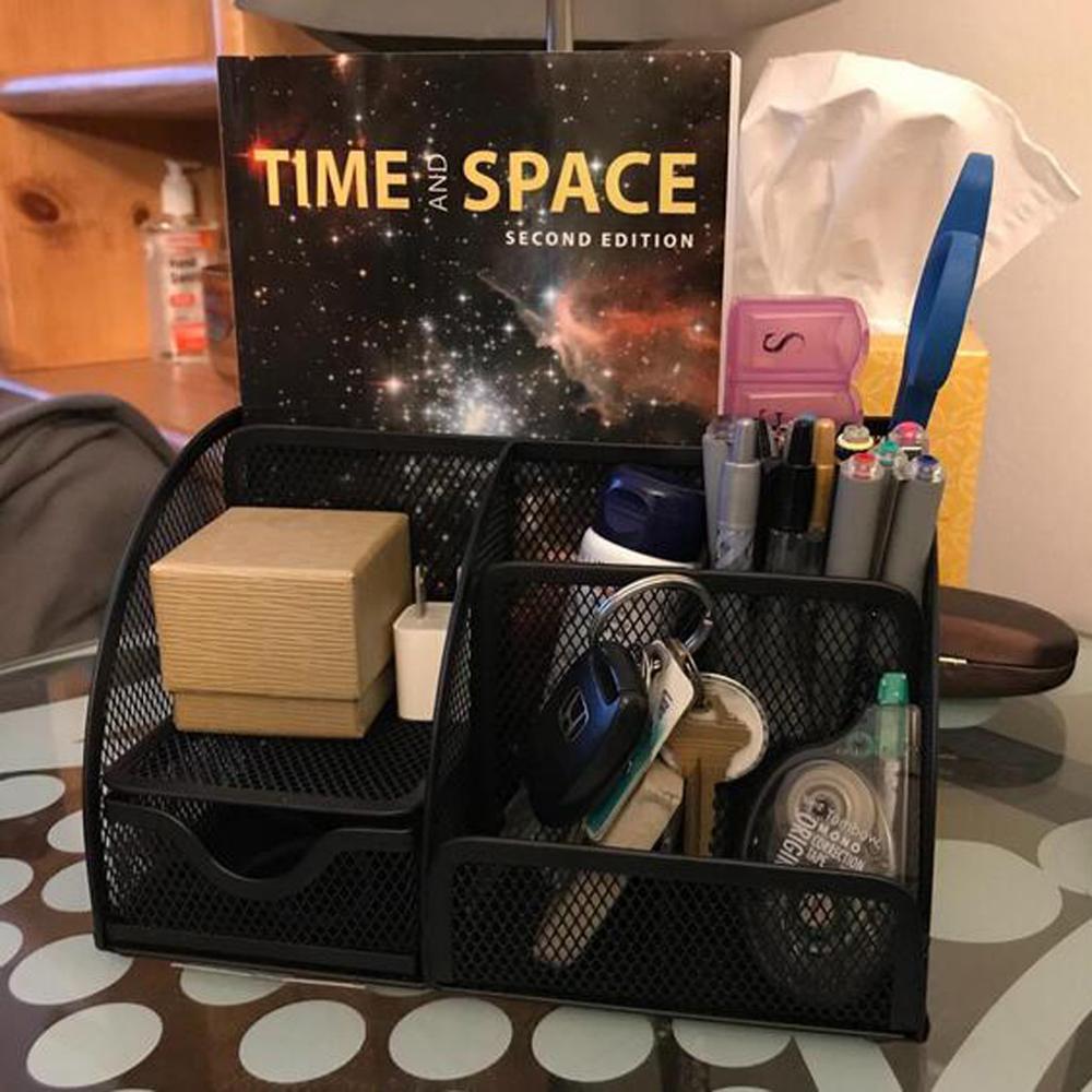 Office Desk Organizer with 6 Compartments Drawer | The Mesh Collection Black Desktop Storage Office Desk Organizer