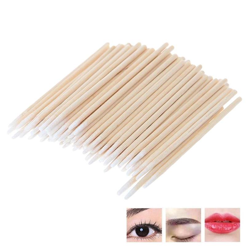 100 stk permanent microblading tre bomullspinne makeup knopp kosmetikk pinner for makeup skjønnhetsverktøy