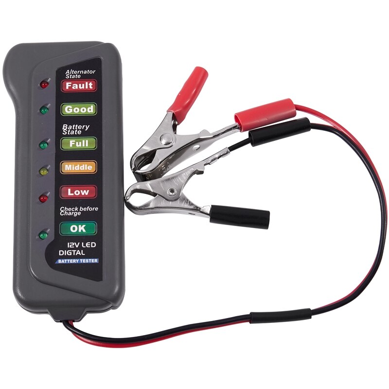 12V Car Battery & Alternator Tester - Test Battery Condition & Alternator Charging (LED indication)