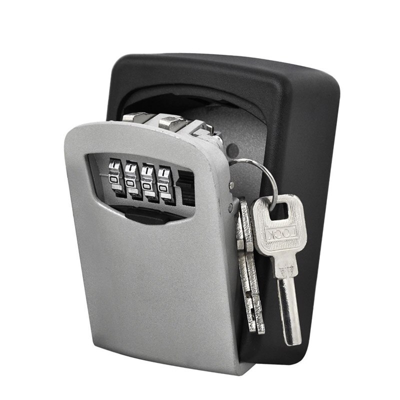 Key Storage Lock Box Wall Mount Holder 4 Digit Combination Safe Outdoor Security XJ66