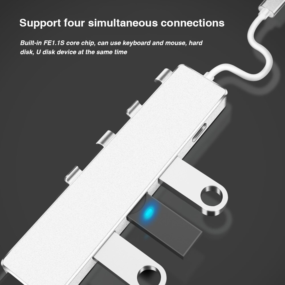 5 In 1 Type C Hub Usb 3.0/2.0 Quick Charger Adapter Splitter Mini Draagbare Voeding Hub Voor mac Os Windows 10/8/7/Vista