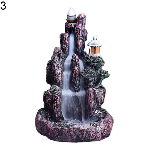 Resin LED Backflow Censer Diffuser Backflow Incense Burners Holder Buddhist Zen Censer Home Decor Incense Cones Waterfall decor: 3