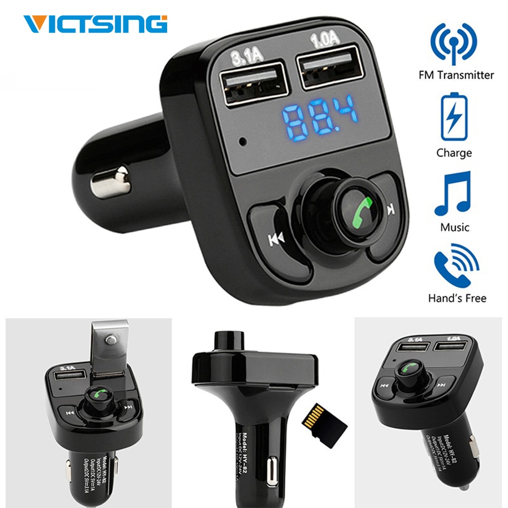 Victsing-transmetteur FM voiture | Kit Bluetooth, double USB, lecteur MP3, Radio Port USB, mains libres, compatibilité large, voiture