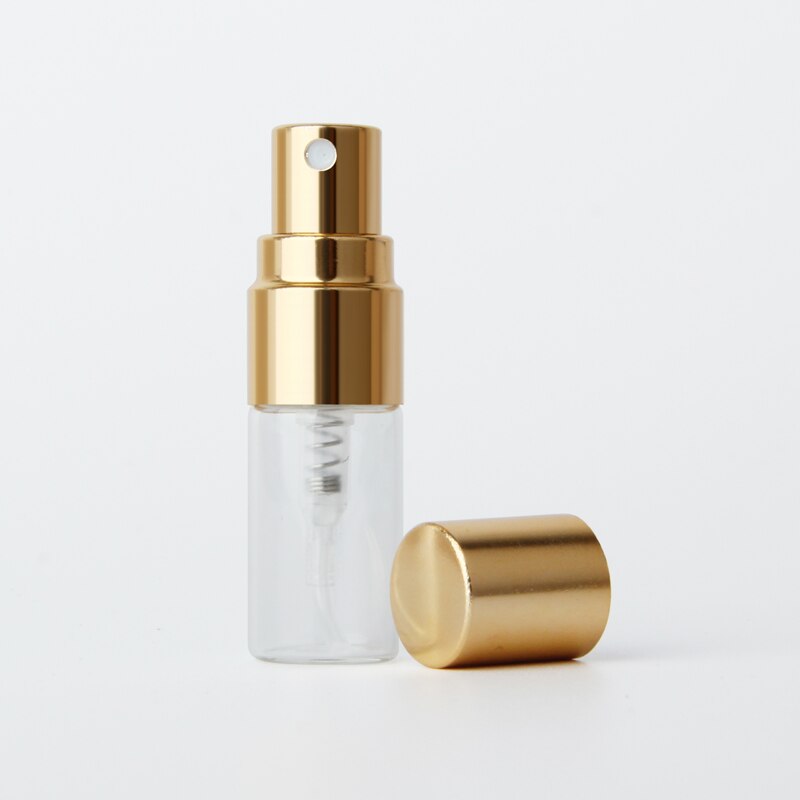 100 stykker/parti 2ml mini genopfyldelig parfumeflaske til prøvesprøjteflaske metalforstøver bærbar rejsebeholder til kosmetik: 2ml guld