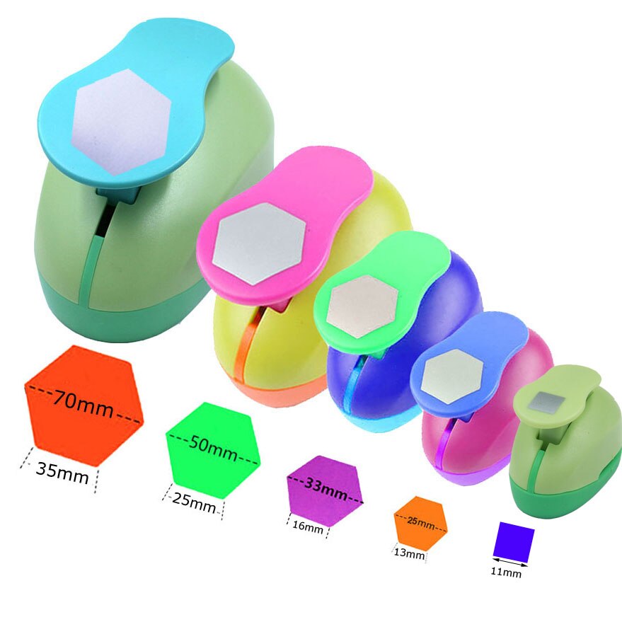 Perforadora de forma cuadrada para manualidades, cortador de papel de espuma EVA, perforadora de agujeros para manualidades, DIY, escuela, 18mm-53mm,: 5pcs Hexagon Square