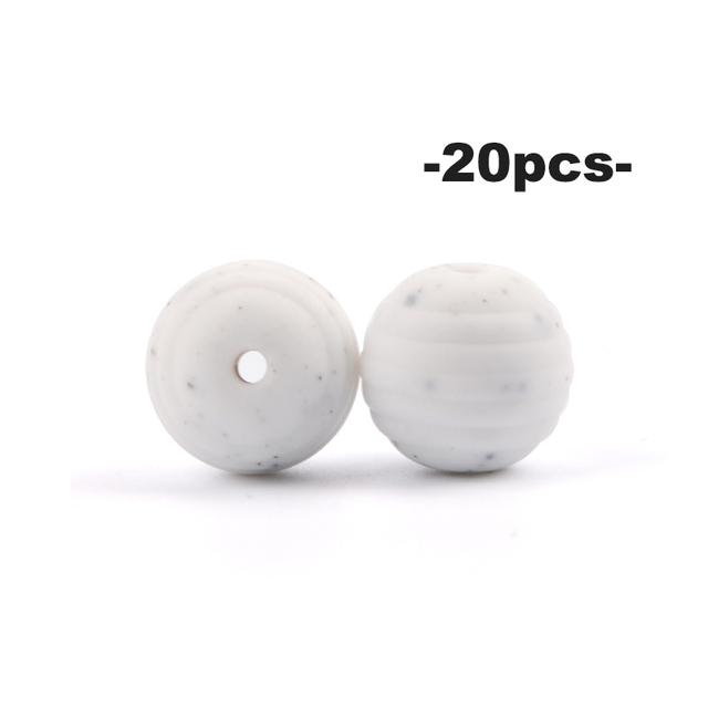 LOFCA – perles de dentition en Silicone pour bébé, 20 pièces, en spirale, rondes de alimentaire, 15mm, DIY, perles filetées sans BPA, anneaux de dentition pour bébé: kaki clair