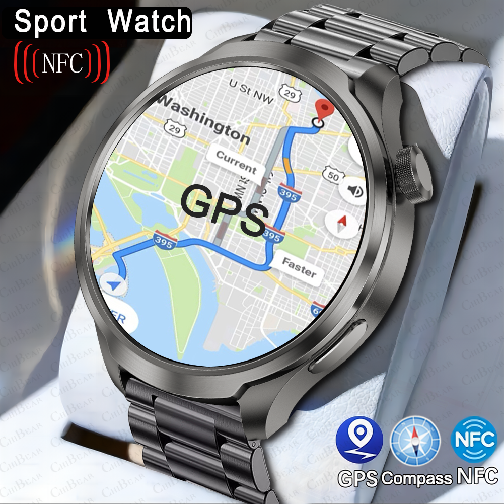 Esporte militar gps pista relógio inteligente masculino 1.85 Polegada tela nfc bússola freqüência cardíaca esporte fitness à prova dwaterproof água bt chamada smartwatch