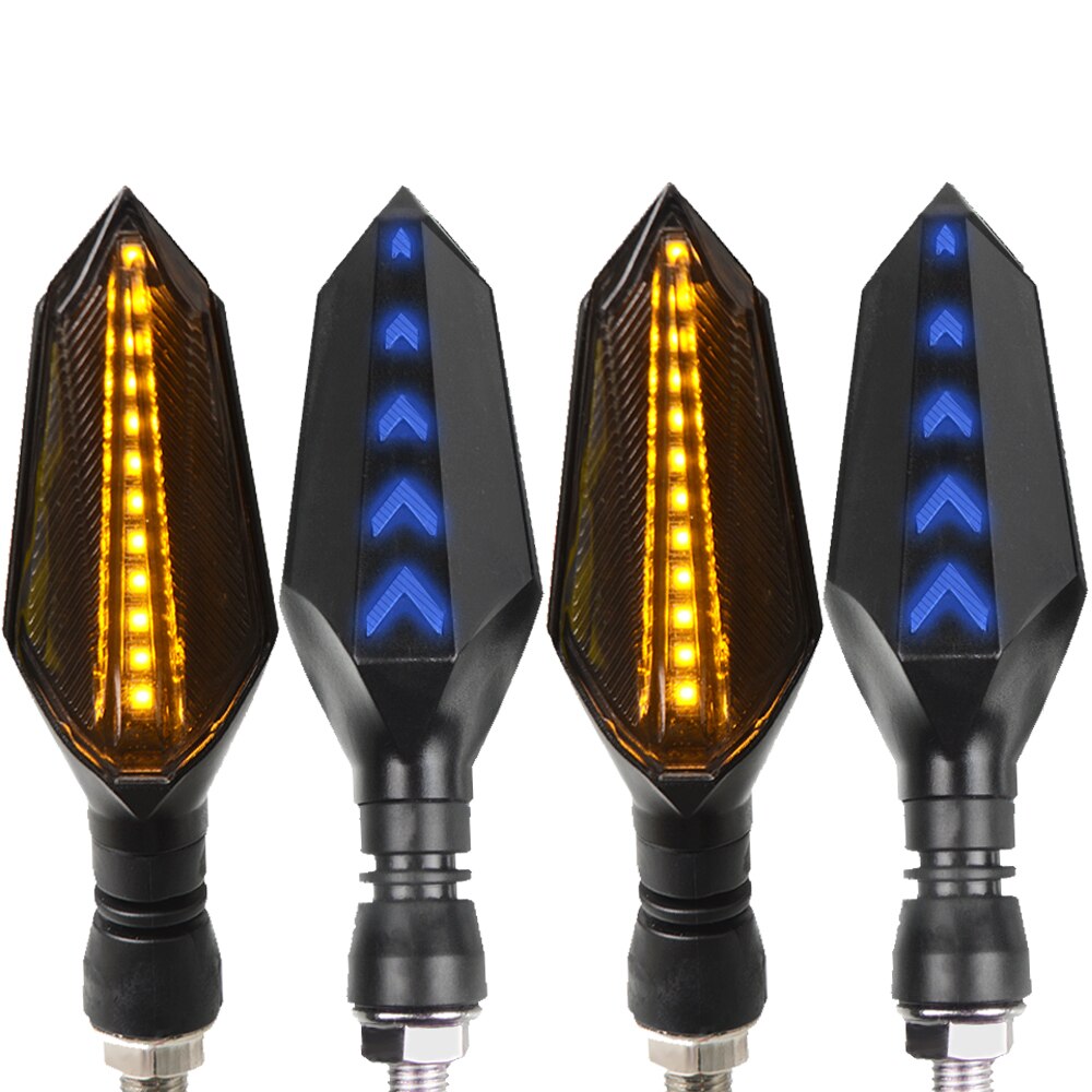 Luces LED universales de 12v para dirección de motocicleta Luz de señal de giro para motocicleta, luces indicadoras de Motor, estilismo de flecha para motocicleta: 2 pair yellow blue