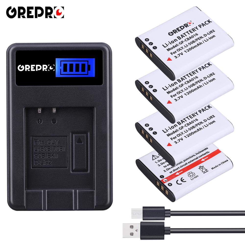 Li-50B D-Li92 Li50B Li 50B Batterij + Lcd Usb Lader Voor Olympus Sp 810 800UZ U6010 U6020 U9010 SZ14 SZ16 d755 U1010 SZ30 SZ20: 4xB with Charger