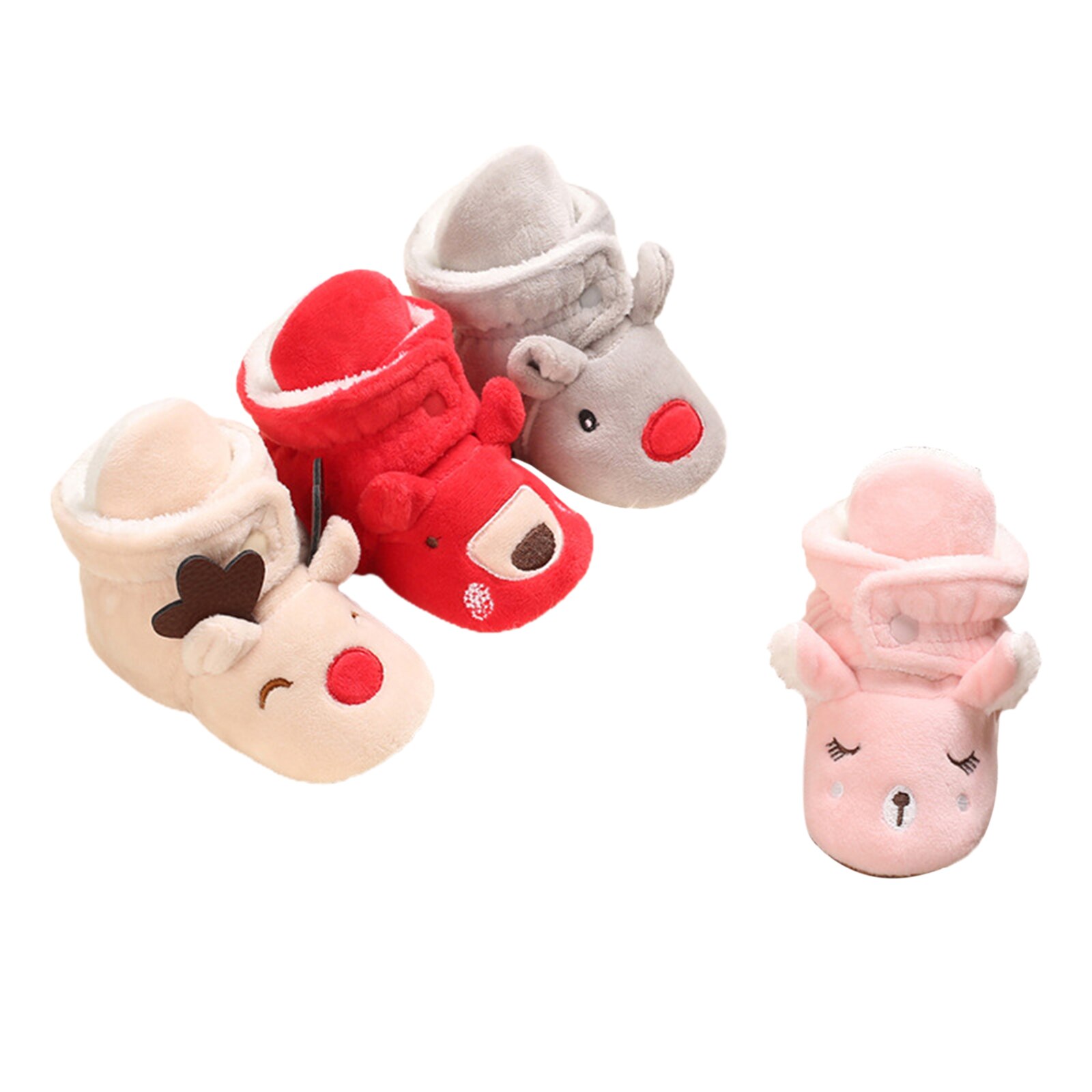 Baby cartoon dieren laarsjes zachte zool winter warme binnenpantoffels peuter eerste loopschoenen met antislip onderkant