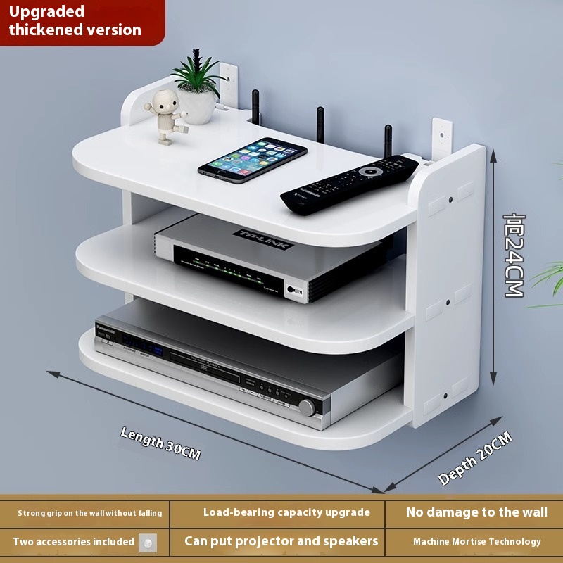 Router storage rack, wall mounted, guest TV set-top box, bedroom WiFi storage box rack, non perforated wall mounted: Blue