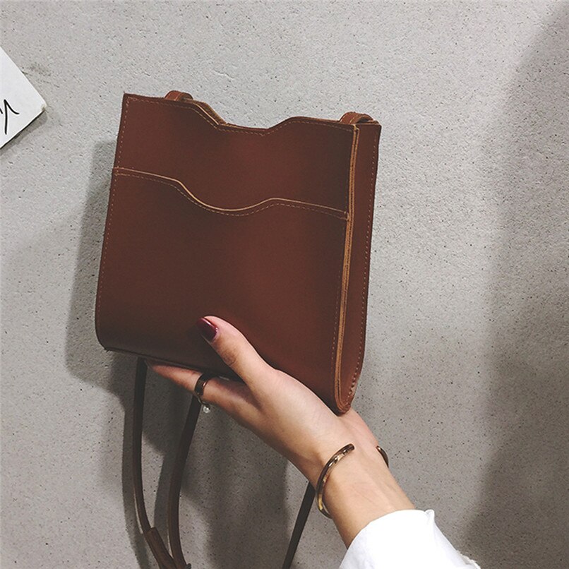 Simple Handbag Women's Bag Luxury Ladies Cross Body Bag Messenger Bags PU Leather Small Shoulder Bag #20: Light Brown