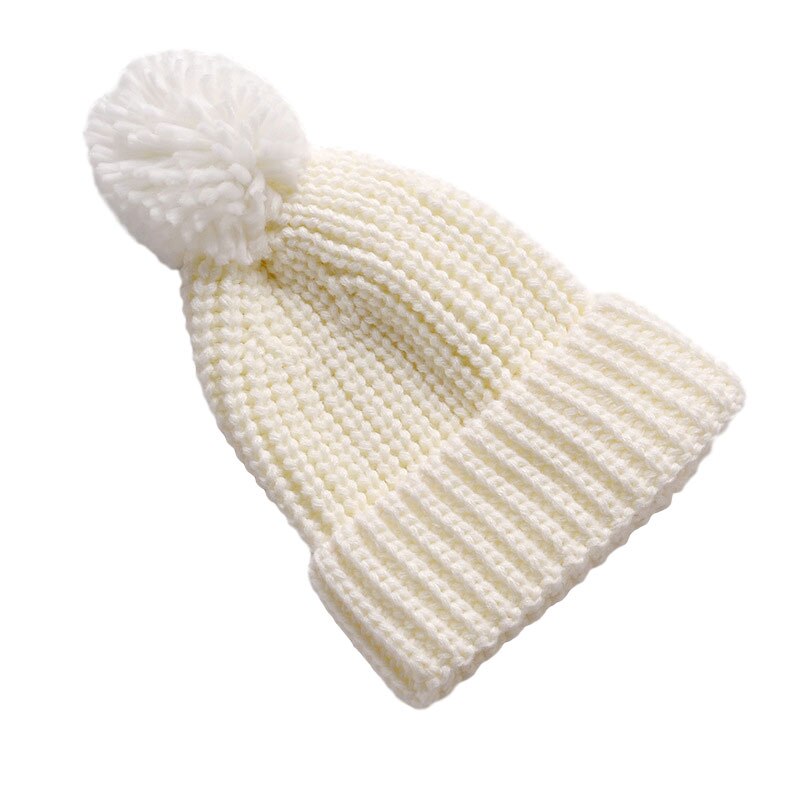 Tupsu talvipipo tytöille ja pojille neulottu vauvapipo lasten pipo joustava lämmin neulottu lasten pipo vauvamyssy: Valkoinen