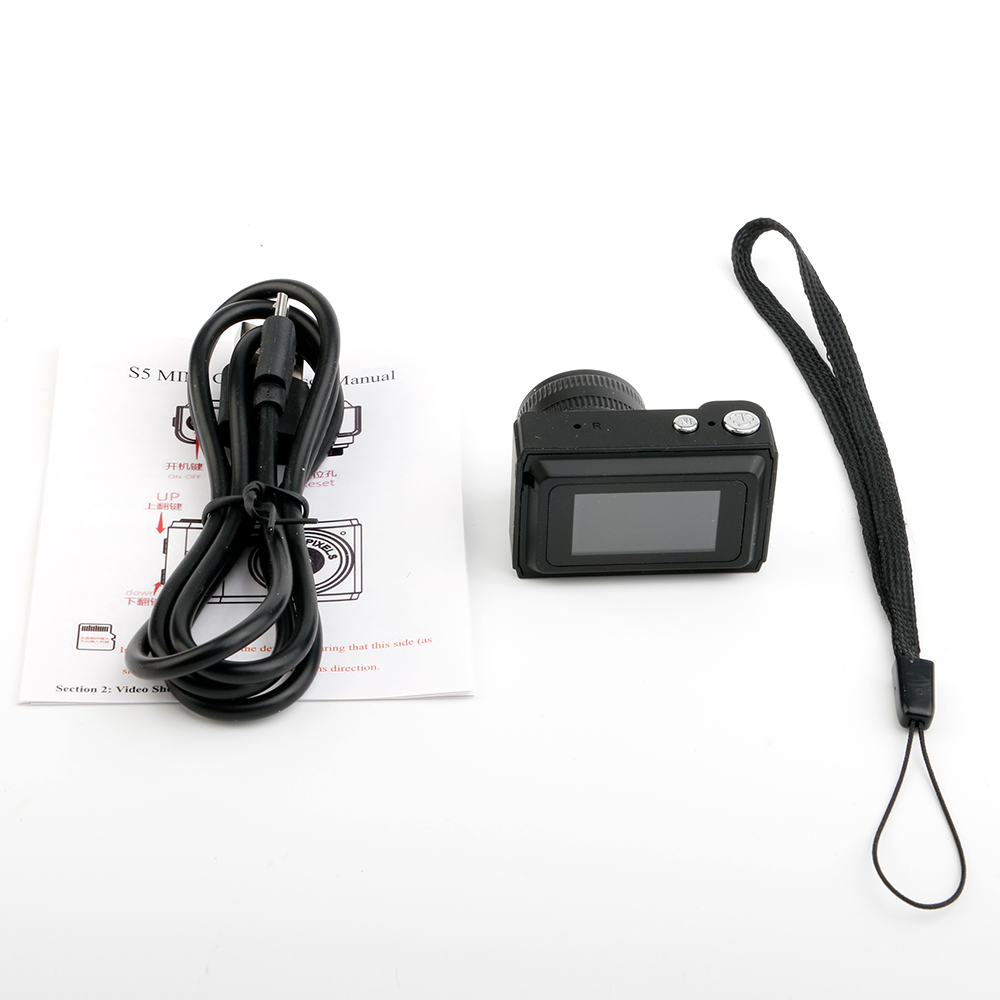 S5 Retro Mini Camera With Screen Indoor Home Outdoor 1080p Sports Portable Vintage Very Small Mini Camera Video Recorder Y3000: black / Bundle3