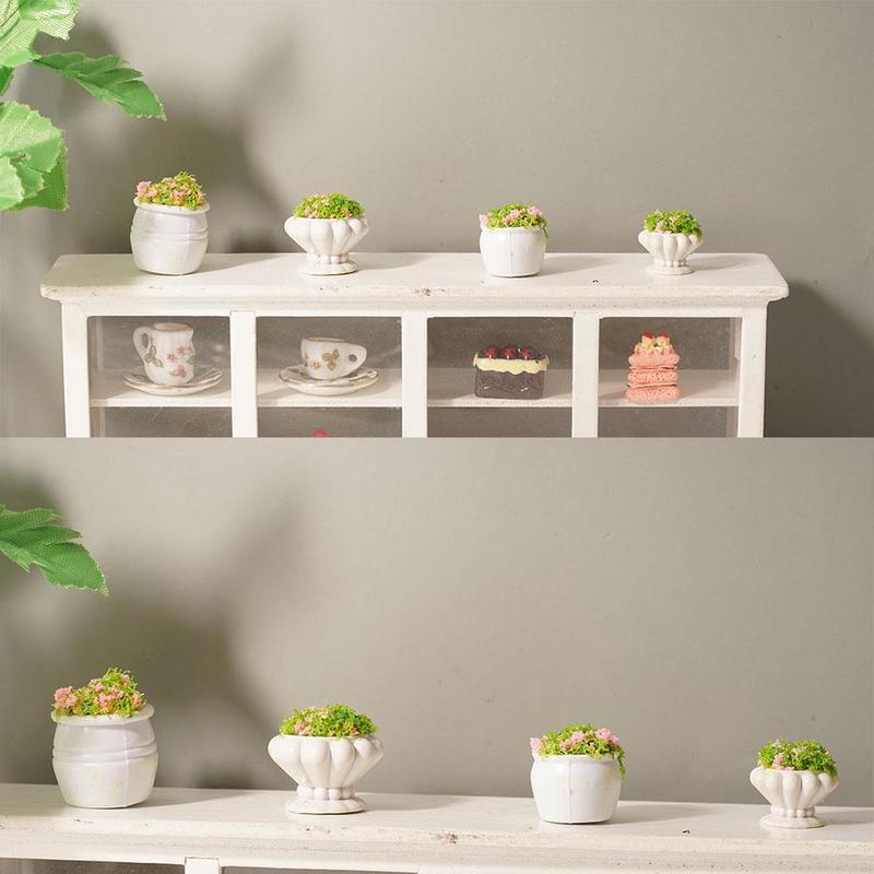 1:12 casa delle bambole casa delle bambole Mini pianta modello fiore finito vaso da fiori paesaggio vaso da fiori all'aperto piante verdi