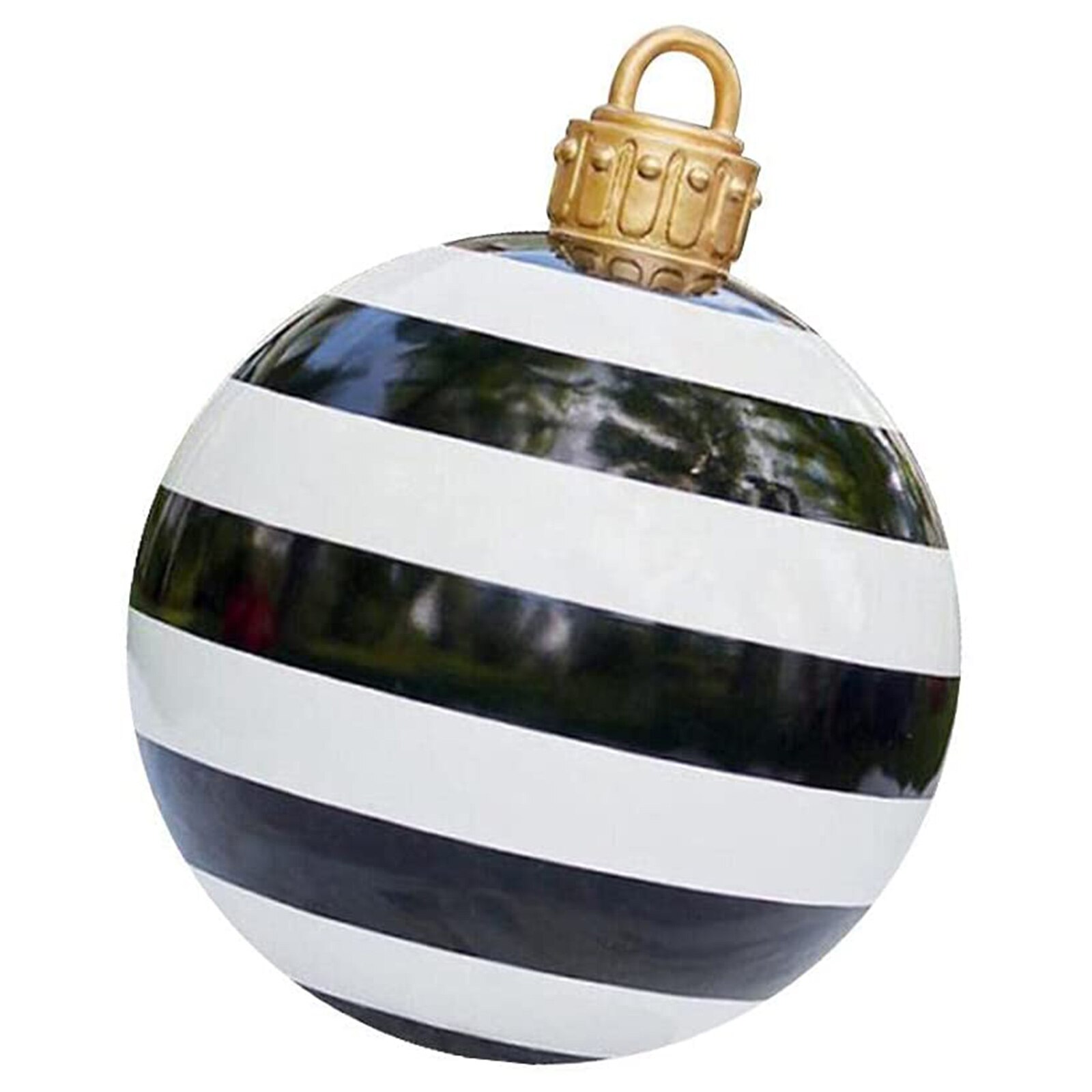 Outdoor Waterproof Atmosphere PVC Inflatable Toy Christmas Large Ball With Hanging Loop for Wedding Festival Decor Ornament: Black white stripes